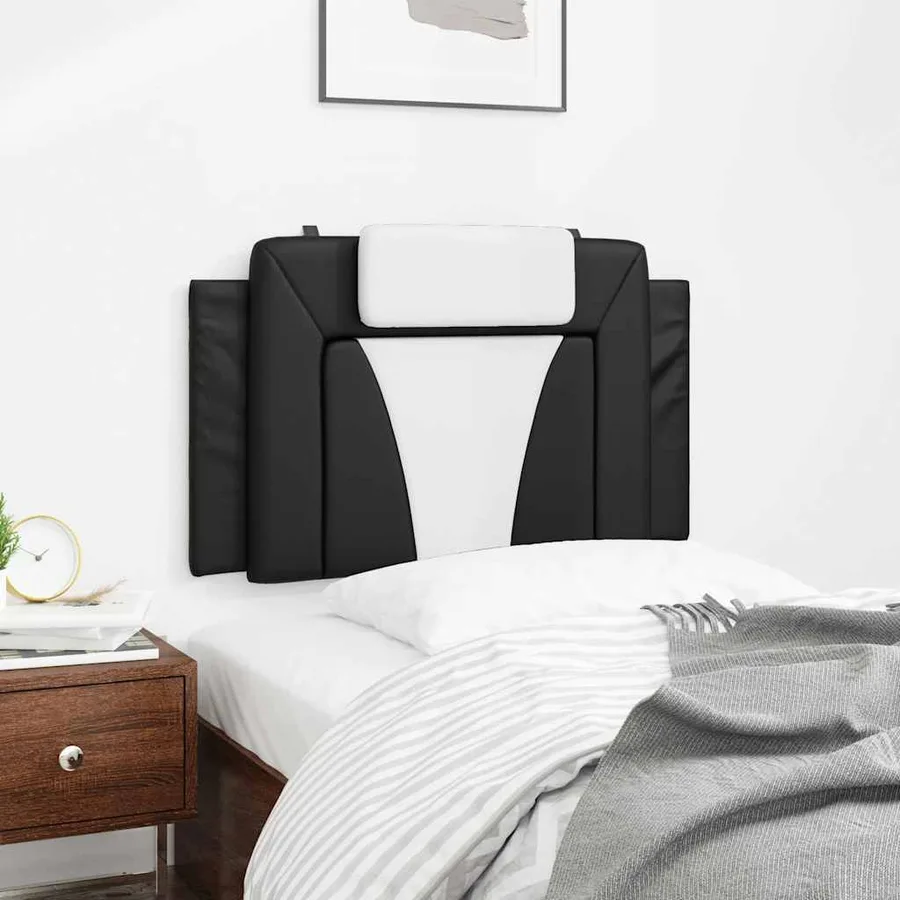 Coussin de tête de lit Viana noir et blanc 90 cm similicuir - 3