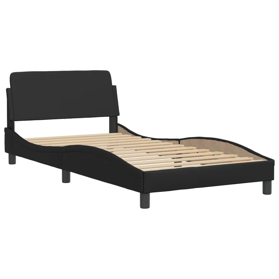 Lit Viana avec matelas noir 100x200 cm similicuir - 4