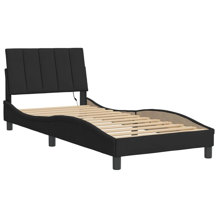 Cadre de lit avec LED sans matelas Hanko noir 90x200 cm velours - 3