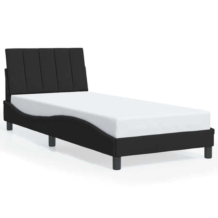 Cadre de lit avec LED sans matelas Hanko noir 90x200 cm velours - 5