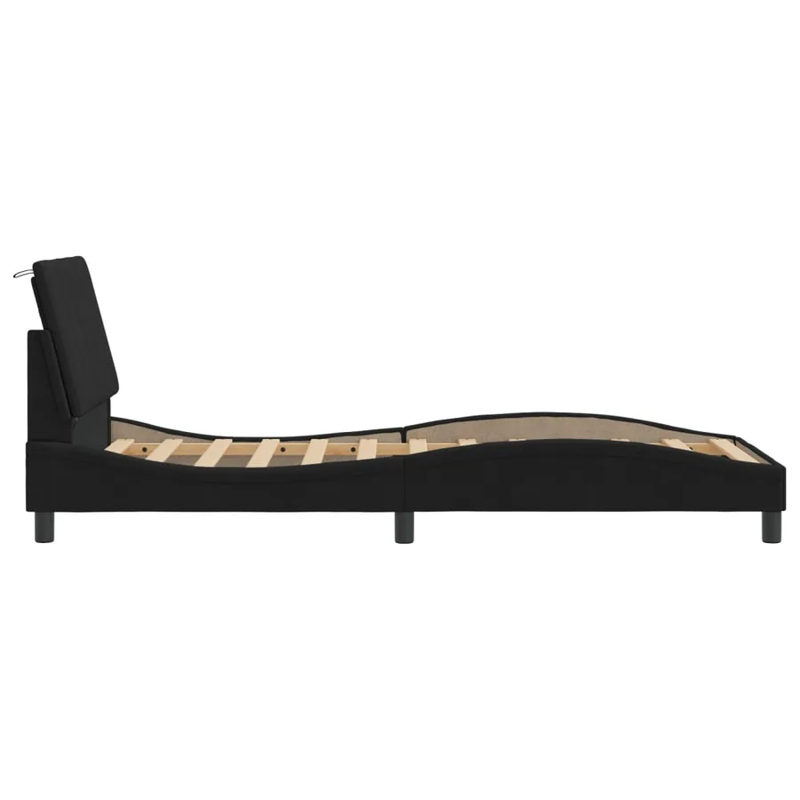 Cadre de lit avec LED sans matelas Hanko noir 90x200 cm velours - 7