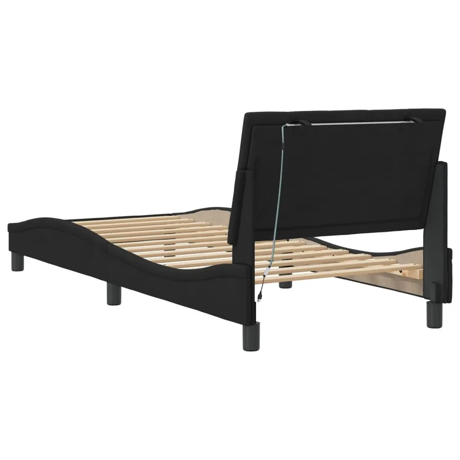 Cadre de lit avec LED sans matelas Hanko noir 90x200 cm velours - 8