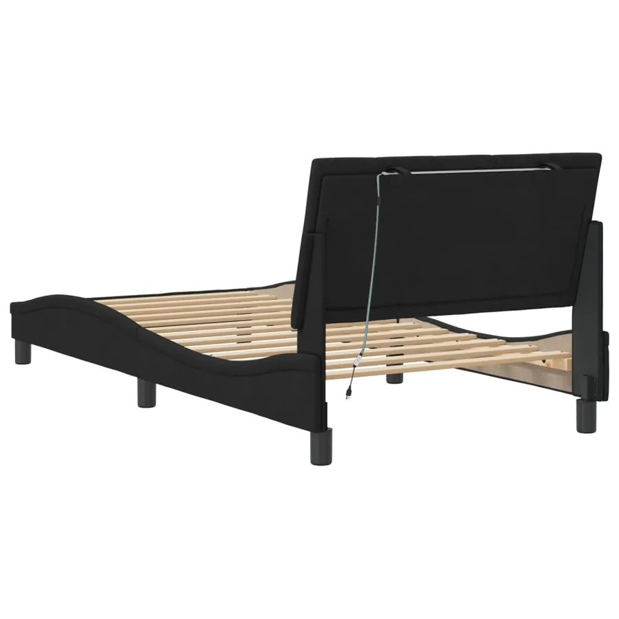 Cadre de lit avec LED sans matelas Hanko noir 100x200 cm velours - 8
