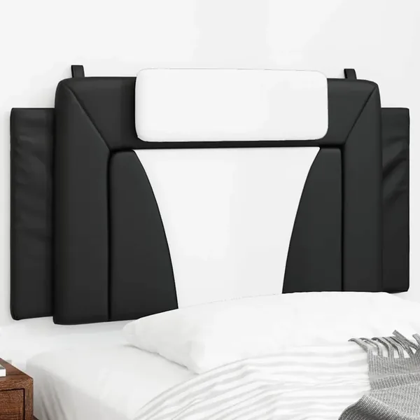 Coussin de tête de lit Viana noir et blanc 100 cm similicuir