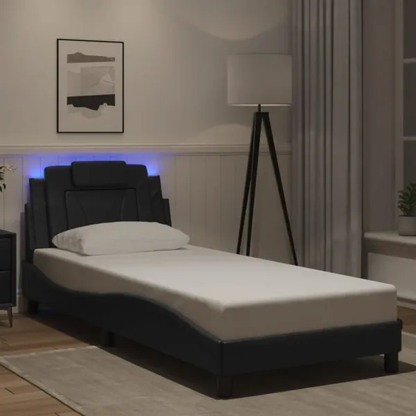 Cadre de lit Viana avec LED sans matelas noir 90x190 cm