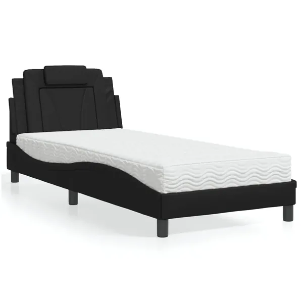 Lit Viana avec matelas noir 90x190 cm similicuir