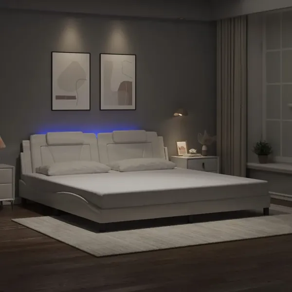 Cadre de lit Viana avec LED sans matelas blanc 200x200 cm