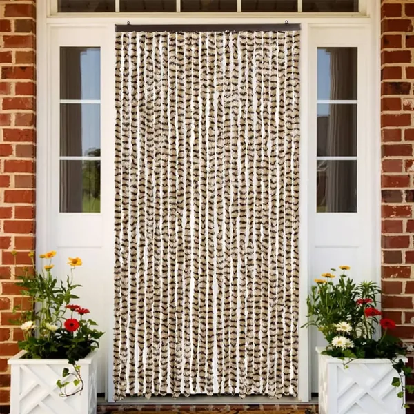 Rideau anti-mouches beige et marron 100x230 cm chenille