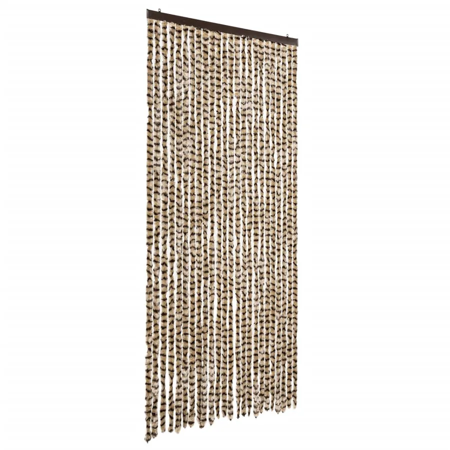 Rideau anti-mouches beige et marron 100x230 cm chenille - 2