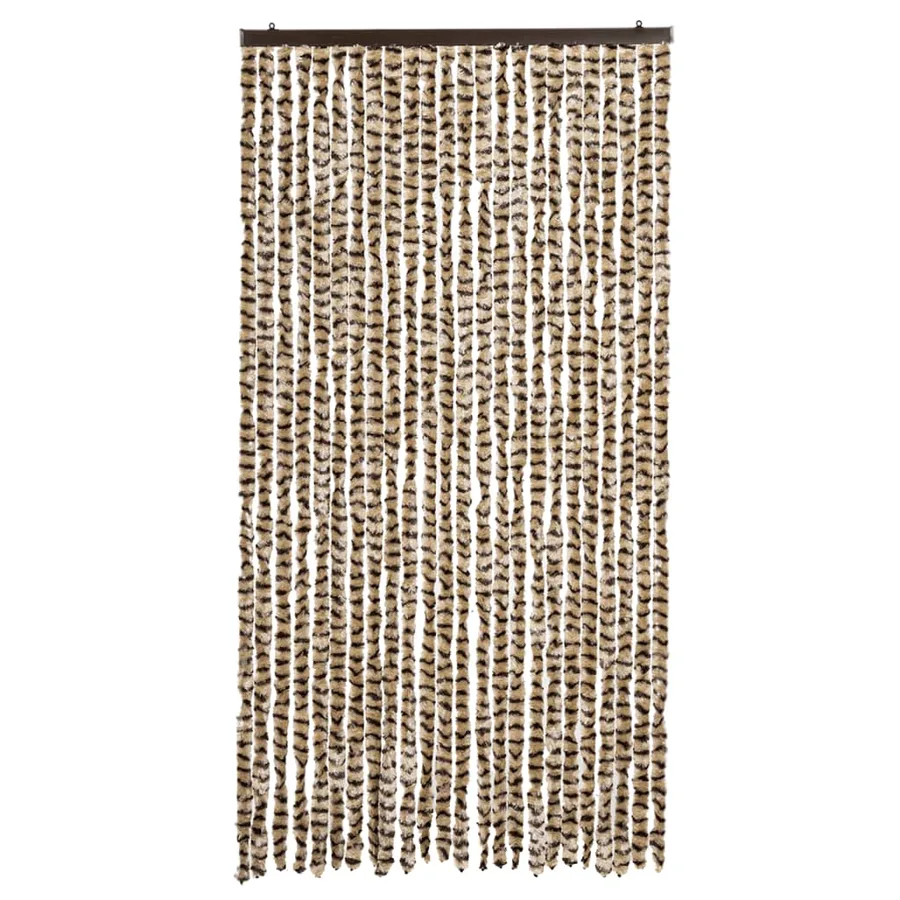 Rideau anti-mouches beige et marron 100x230 cm chenille - 3