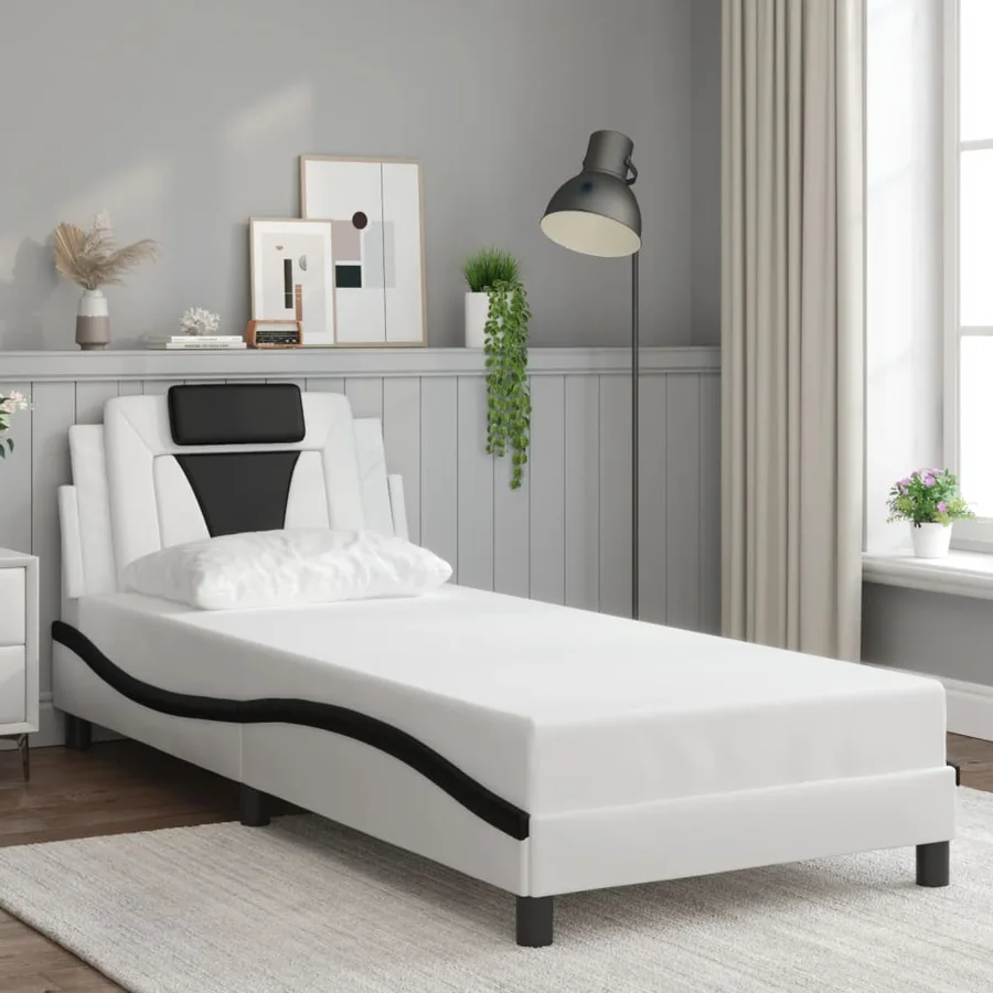 Cadre de lit Viana avec LED sans matelas blanc et noir 90x190 cm - 4