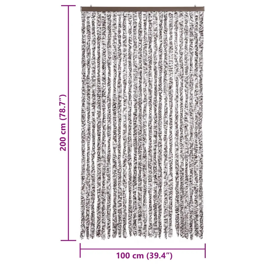 Rideau anti-mouches marron et beige 100x200 cm chenille - 7
