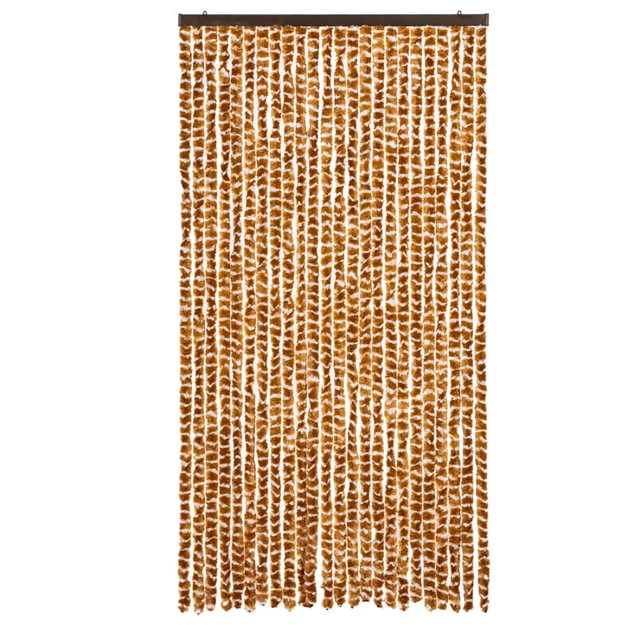 Rideau anti-mouches ocre et blanc 100x230 cm chenille - 3