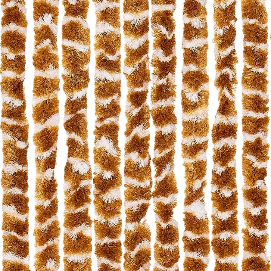 Rideau anti-mouches ocre et blanc 100x230 cm chenille - 5