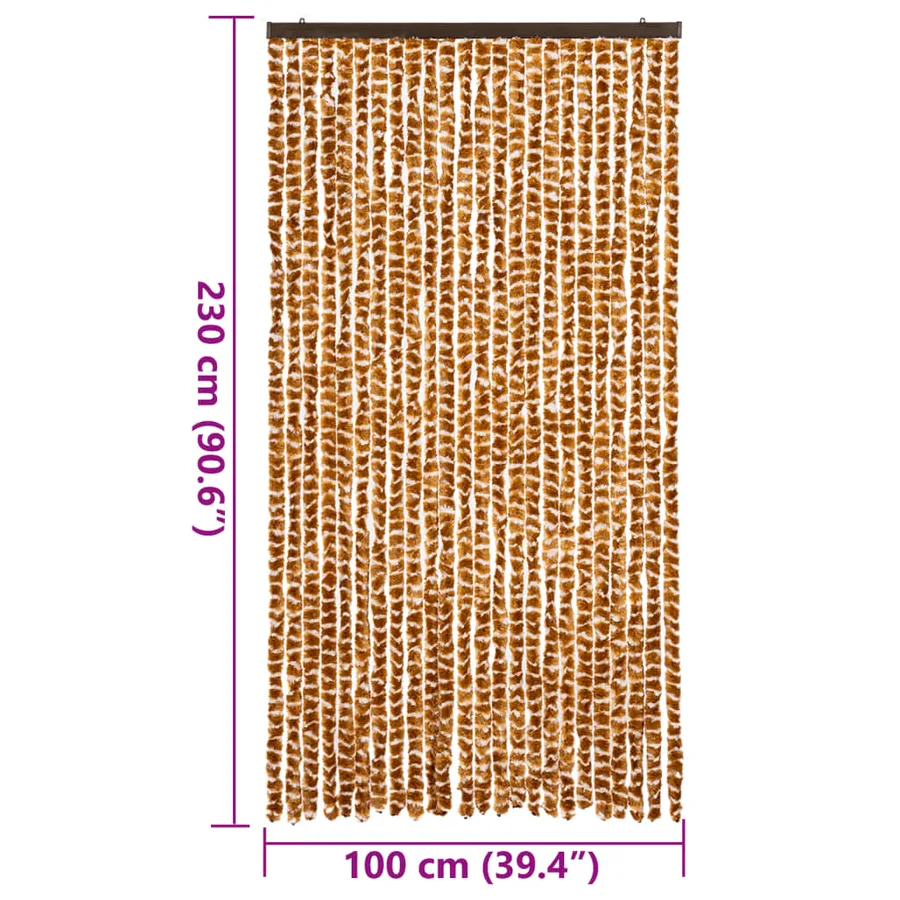 Rideau anti-mouches ocre et blanc 100x230 cm chenille - 7