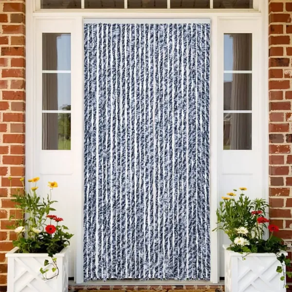 Rideau anti-mouches bleu et blanc 100x200 cm chenille