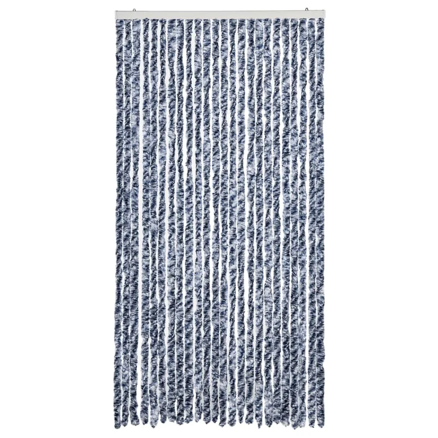 Rideau anti-mouches bleu et blanc 100x200 cm chenille - 3