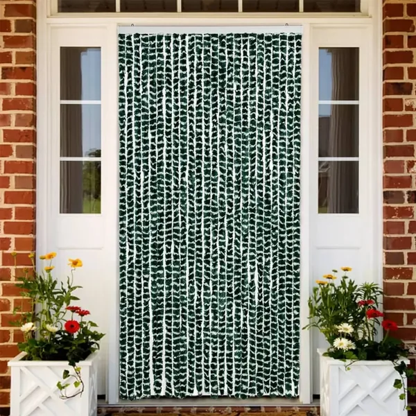 Rideau anti-mouches vert et blanc 100x230 cm chenille