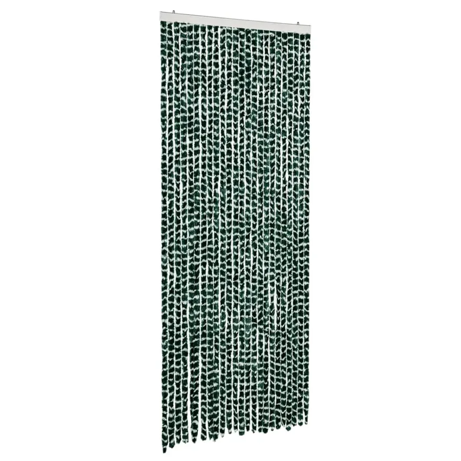 Rideau anti-mouches vert et blanc 100x230 cm chenille - 2
