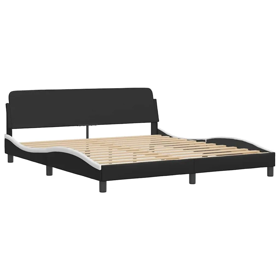 Cadre de lit Viana sans matelas noir et blanc 180x200 cm similicuir - 5
