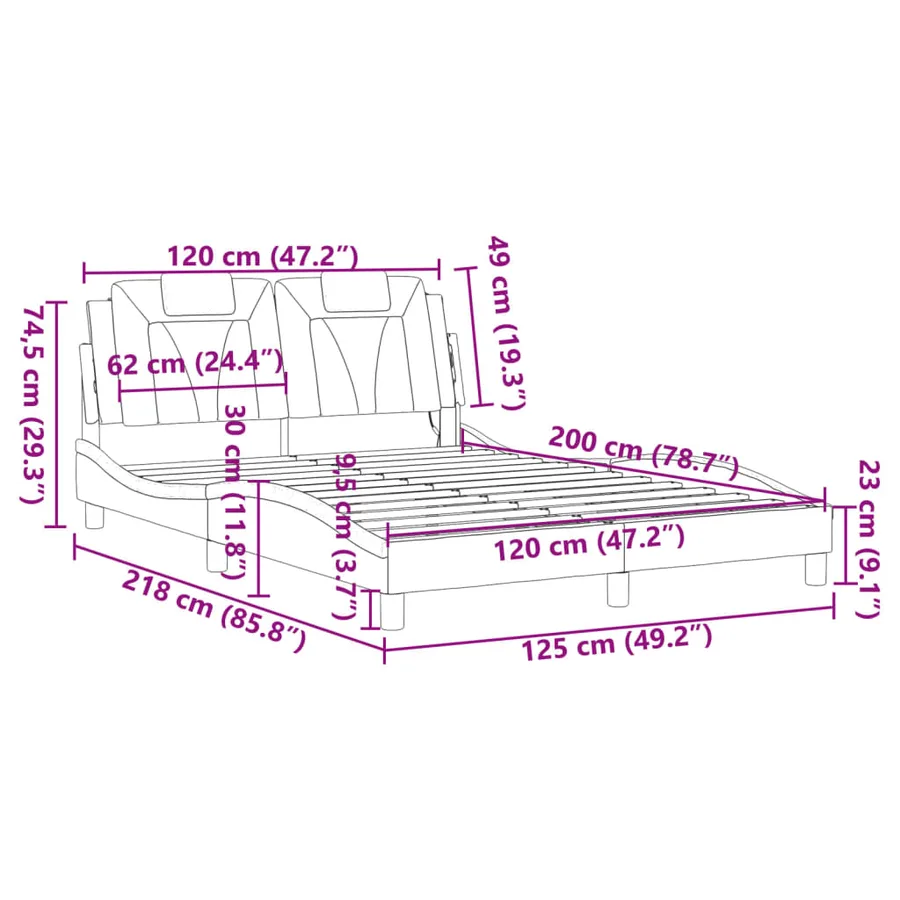 Cadre de lit Viana avec LED sans matelas marron 120x200 cm - 16