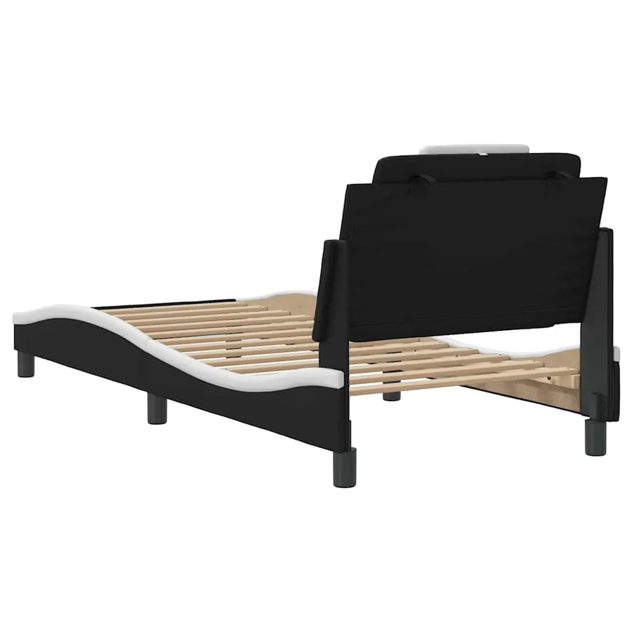 Cadre de lit Viana sans matelas noir et blanc 80x200 cm similicuir - 6