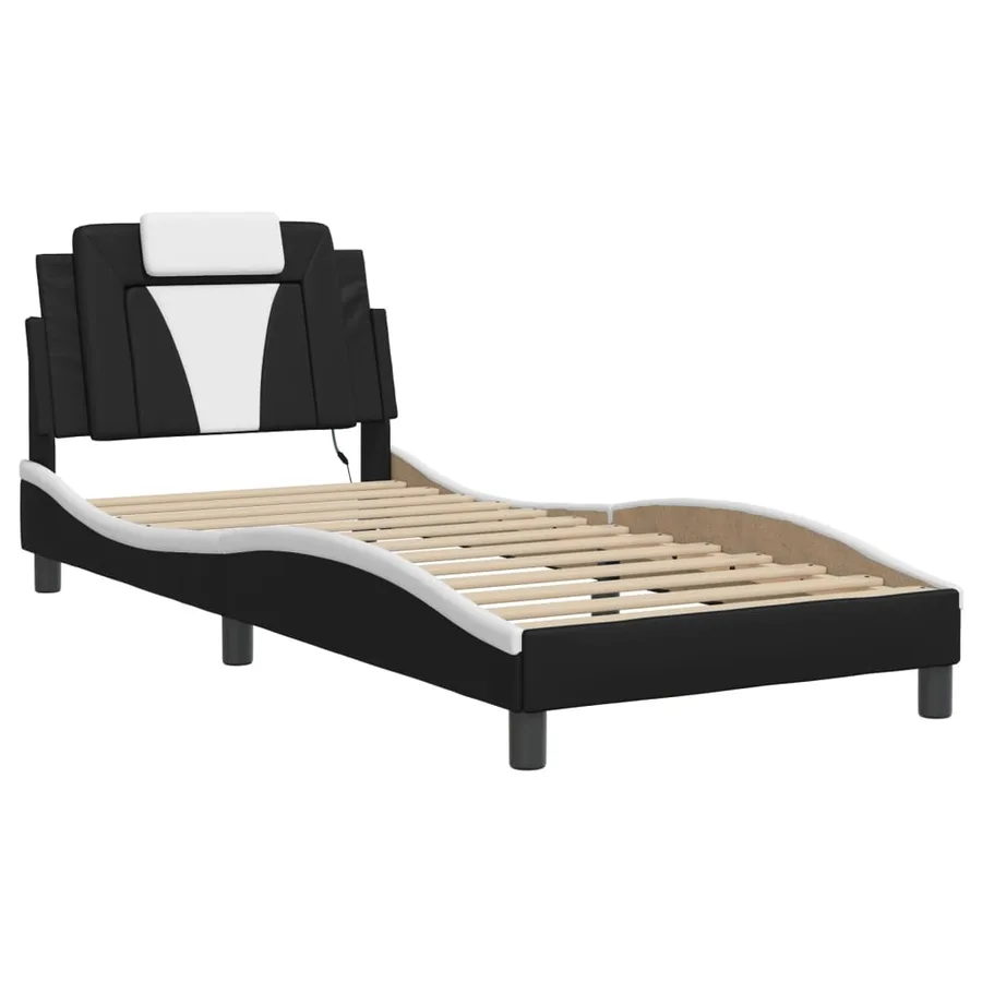 Cadre de lit Viana avec LED sans matelas noir et blanc 80x200 cm - 3