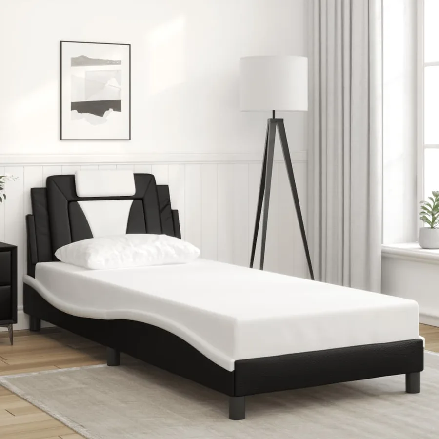 Cadre de lit Viana avec LED sans matelas noir et blanc 80x200 cm - 4