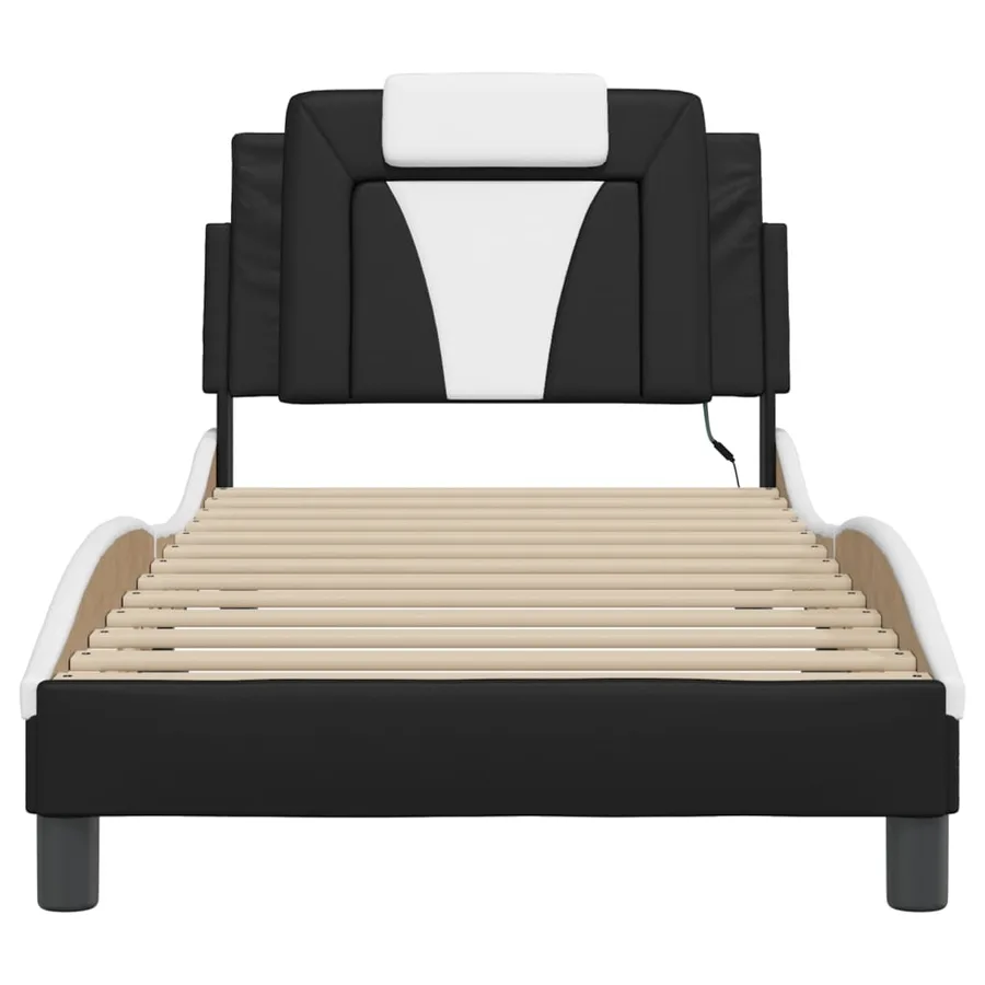 Cadre de lit Viana avec LED sans matelas noir et blanc 80x200 cm - 6