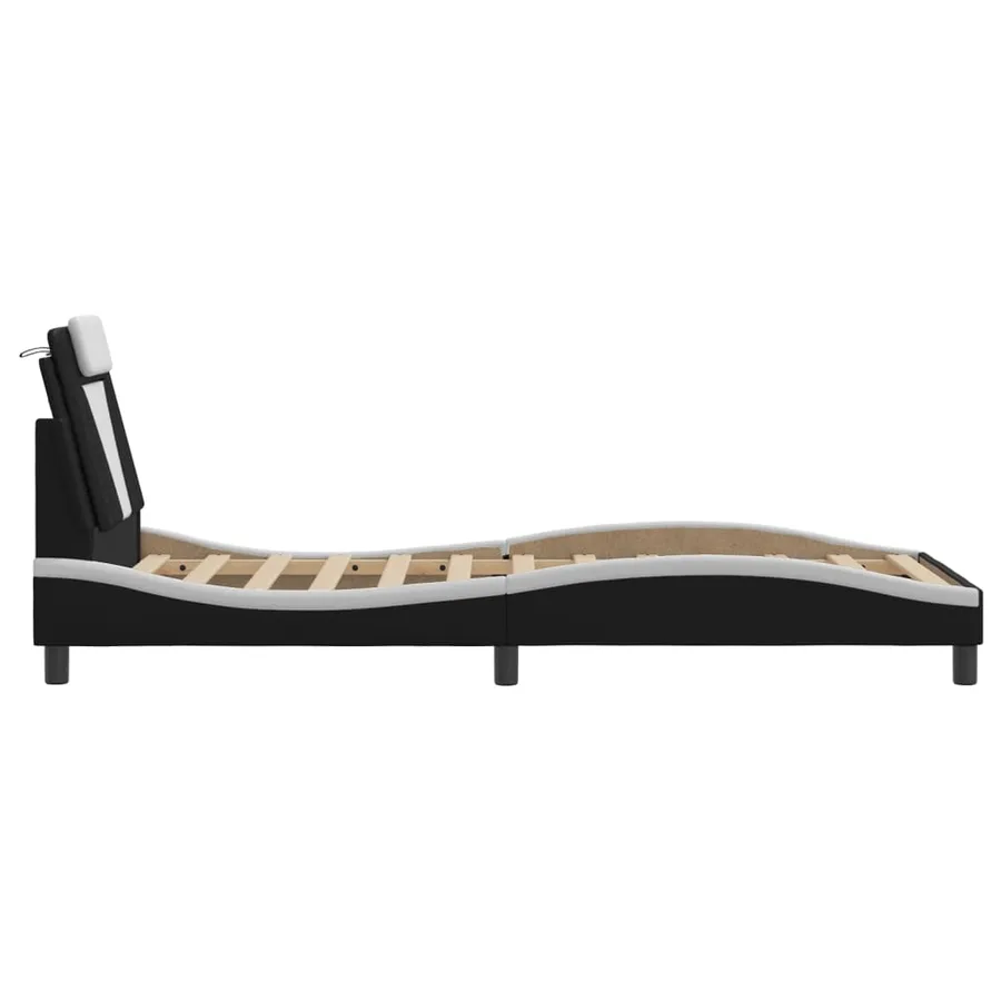 Cadre de lit Viana avec LED sans matelas noir et blanc 80x200 cm - 9