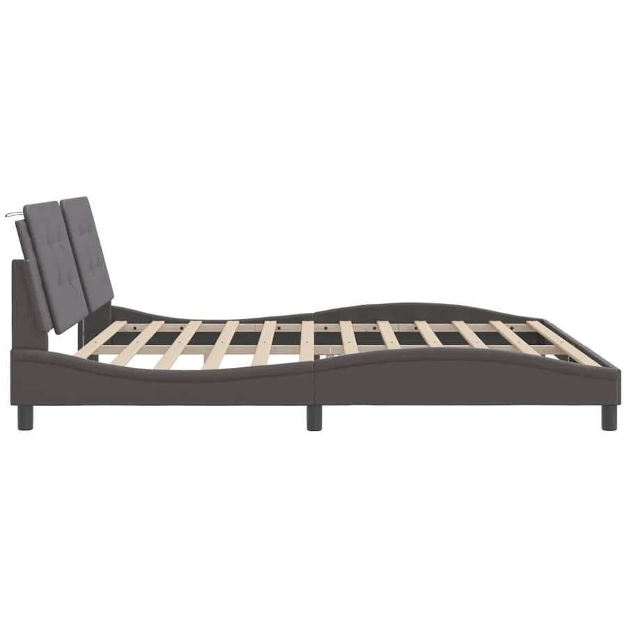 Cadre de lit avec LED sans matelas Zadar gris 200x200 cm - 8