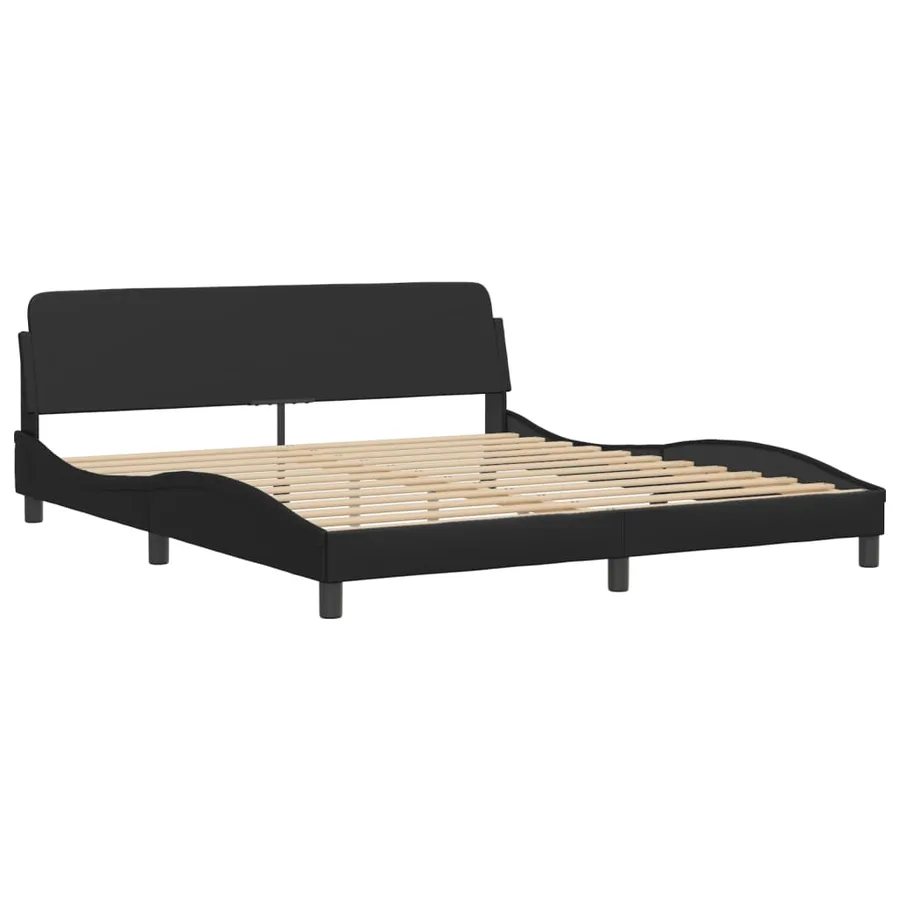 Lit Viana avec matelas noir 180x200 cm similicuir - 4