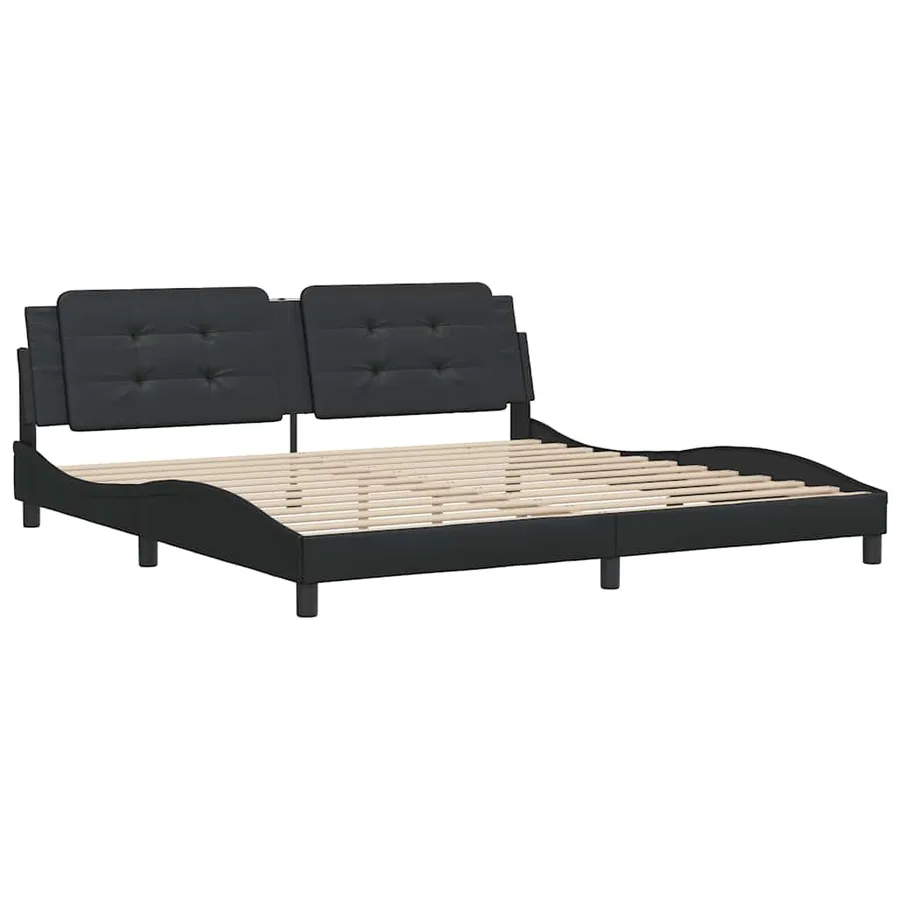 Cadre de lit sans matelas Zadar noir 200x200 cm similicuir - 3