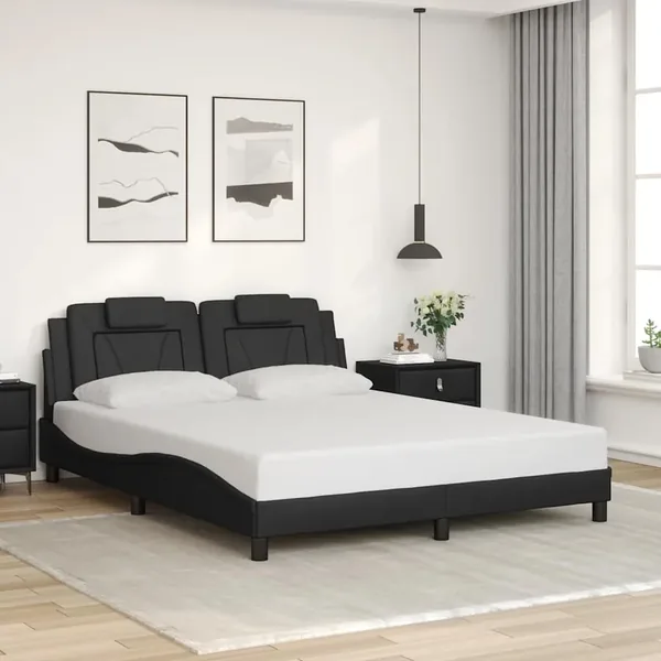 Cadre de lit Viana sans matelas noir 160x200 cm similicuir