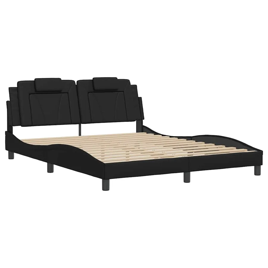 Cadre de lit Viana sans matelas noir 160x200 cm similicuir - 3