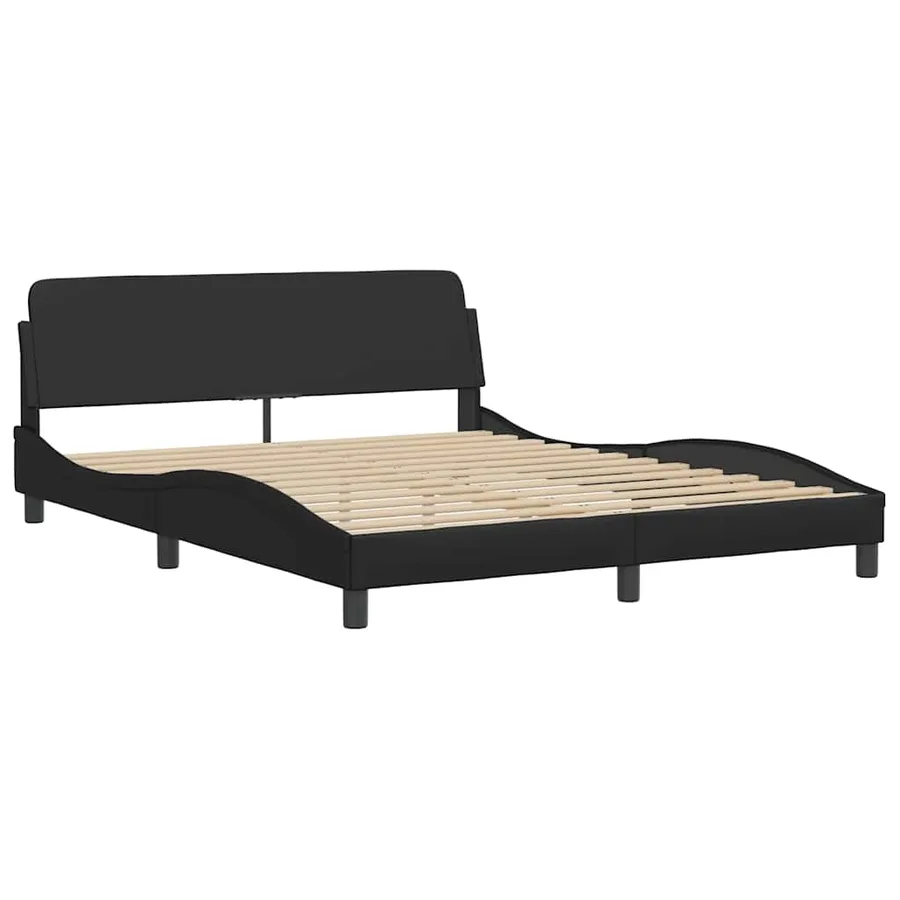 Cadre de lit Viana sans matelas noir 160x200 cm similicuir - 5