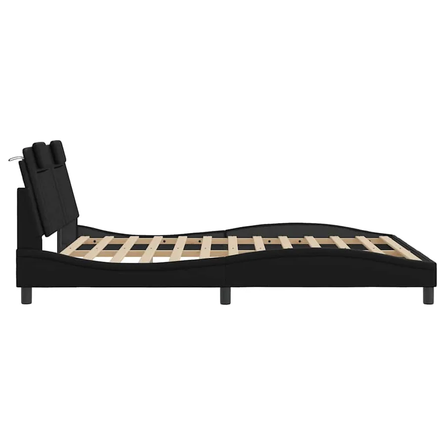 Cadre de lit Viana sans matelas noir 160x200 cm similicuir - 7