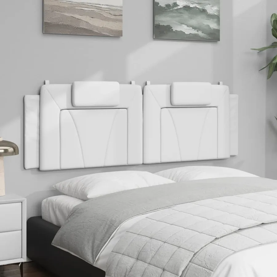 Coussin de tête de lit Viana blanc 160 cm similicuir - 3