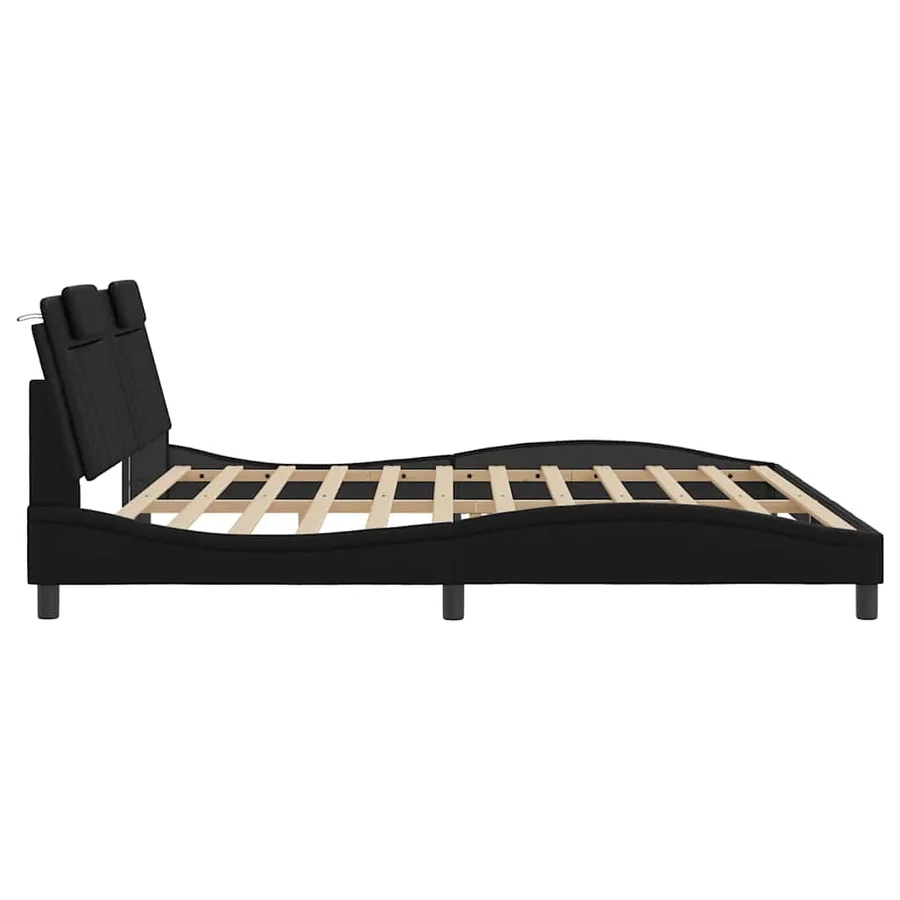 Cadre de lit Viana sans matelas noir 200x200 cm similicuir - 7