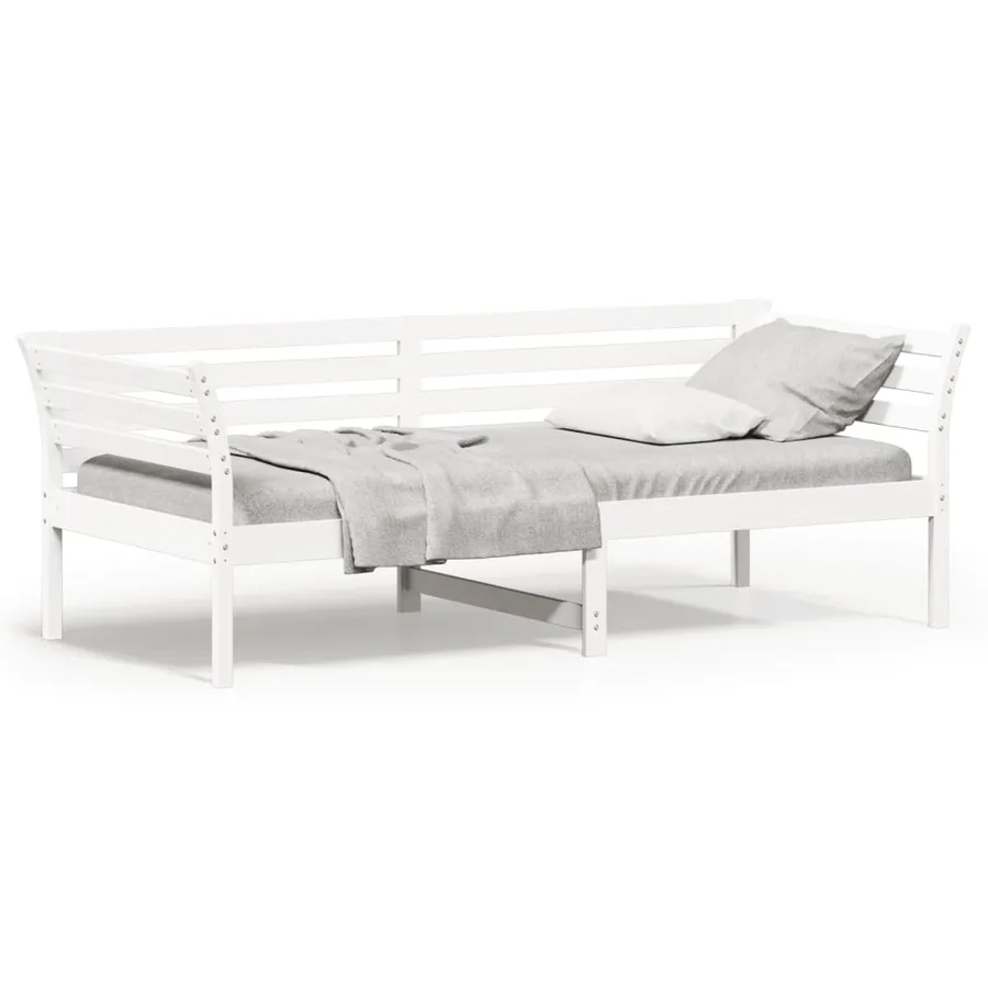 Lit de jour sans matelas blanc 80x200 cm bois de pin massif - 2