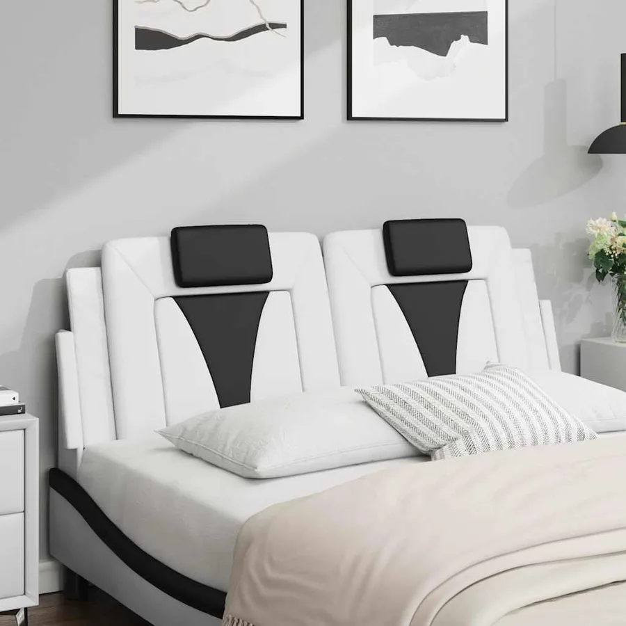 Coussin de tête de lit Viana noir et blanc 120 cm similicuir - 3