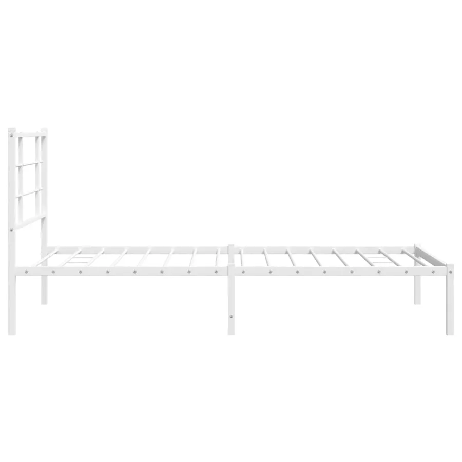 Cadre de lit métal sans matelas et tête de lit blanc 100x190 cm - 6