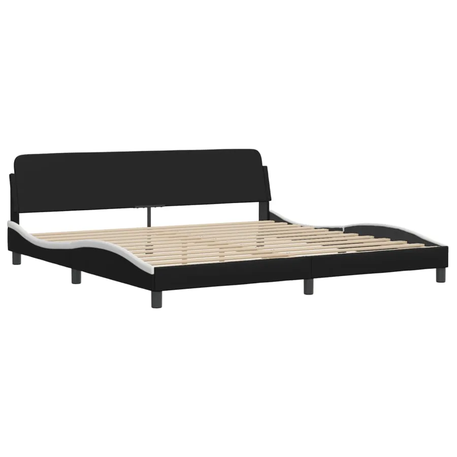 Cadre de lit avec LED sans matelas Zadar noir et blanc 200x200 cm - 7