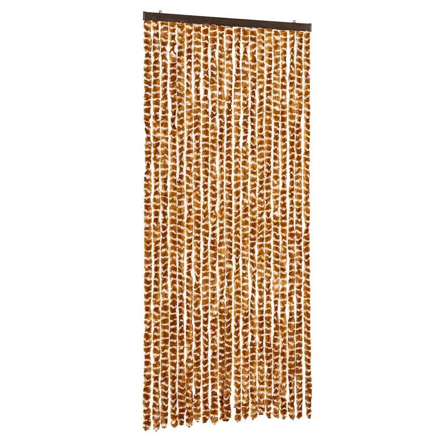 Rideau anti-mouches ocre et blanc 90x200 cm chenille - 2