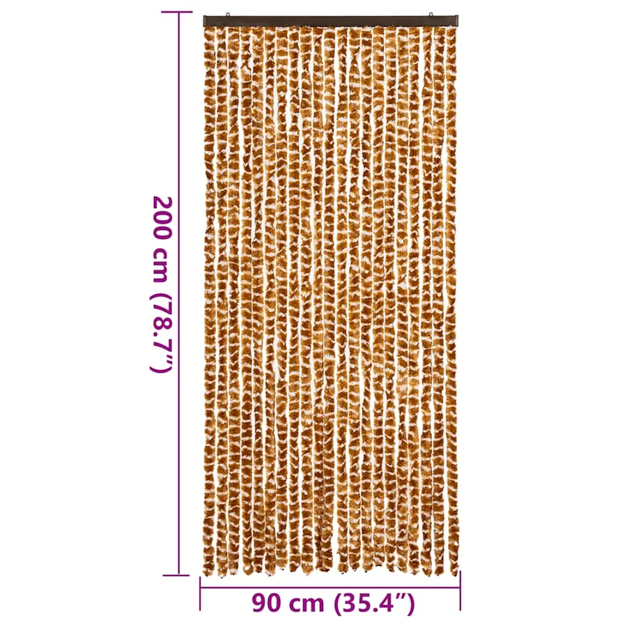 Rideau anti-mouches ocre et blanc 90x200 cm chenille - 7