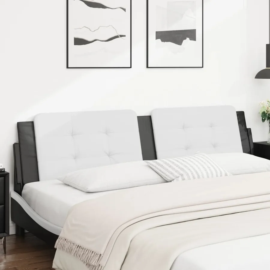 Coussin de tête de lit Zadar noir et blanc 200 cm similicuir