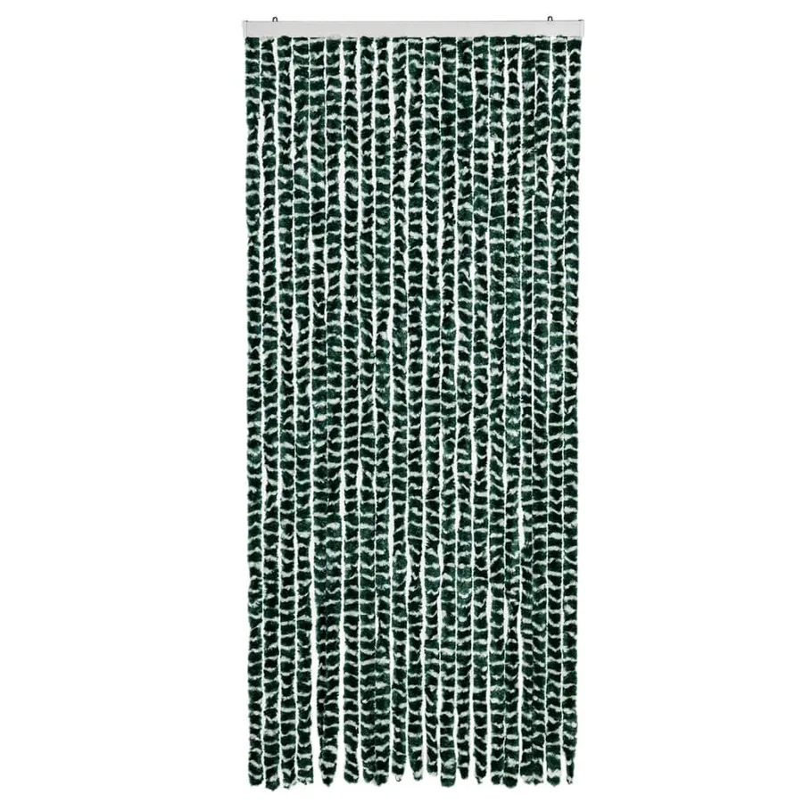 Rideau anti-mouches vert et blanc 90x200 cm chenille - 3