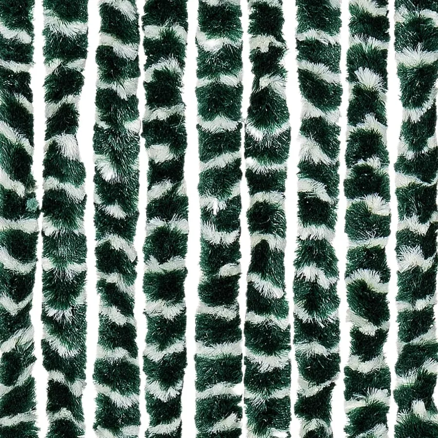 Rideau anti-mouches vert et blanc 90x200 cm chenille - 5