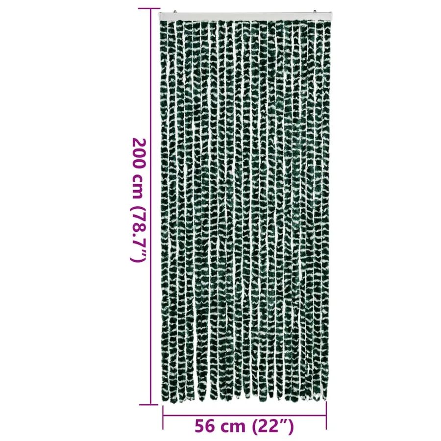 Rideau anti-mouches vert et blanc 90x200 cm chenille - 7