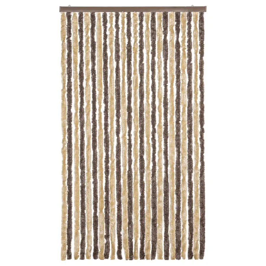 Rideau anti-mouches marron foncé et beige 100x230 cm chenille - 3